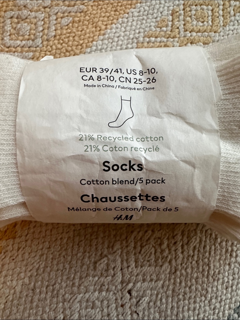 5-Pack White Rib Knit Ruffled Socks, Size 8-10 - Picture 5 of 7